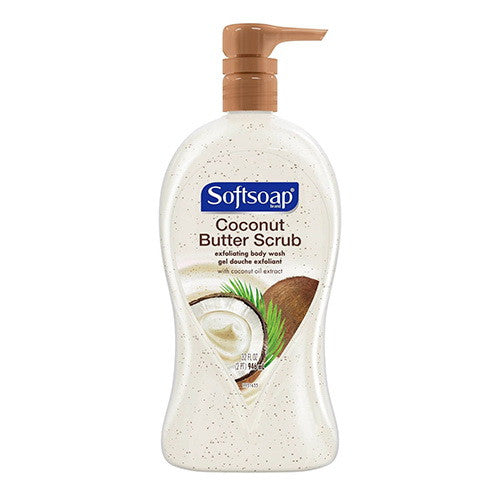 Softsoap Coconut Butter Scrub, Exfoliating Body Wash Pump, 32 Oz